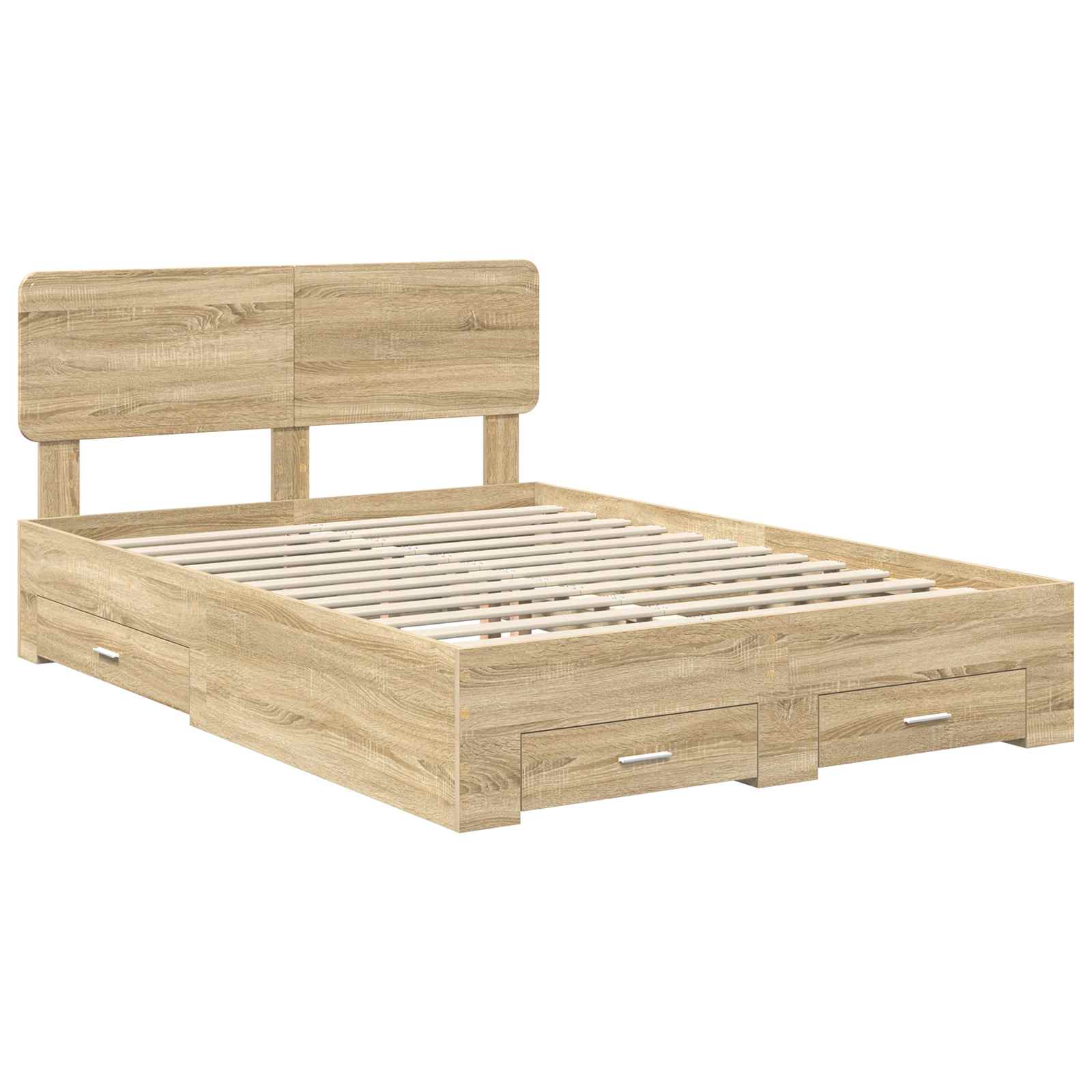 Cadre de lit chêne 150 x 200 cm en panneau de bois - 4