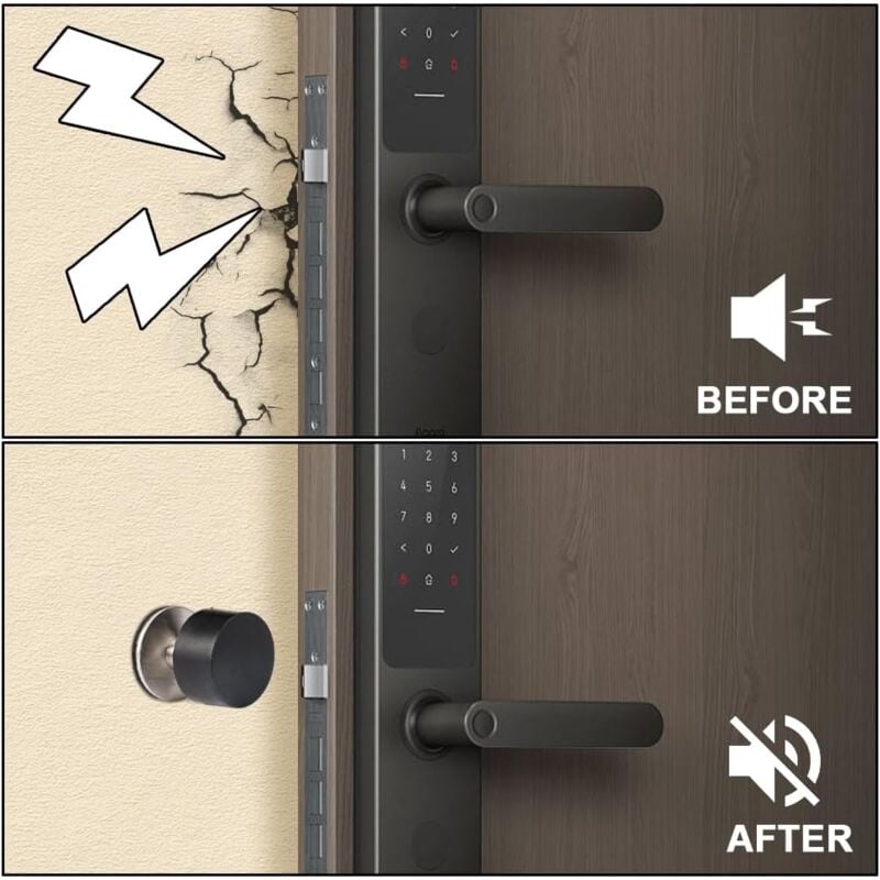 Lot de 4 butées de porte en caoutchouc, butées de porte auto-adhésives 3M pour plinthes, butées de porte fixées au mur pour atténuer - 3