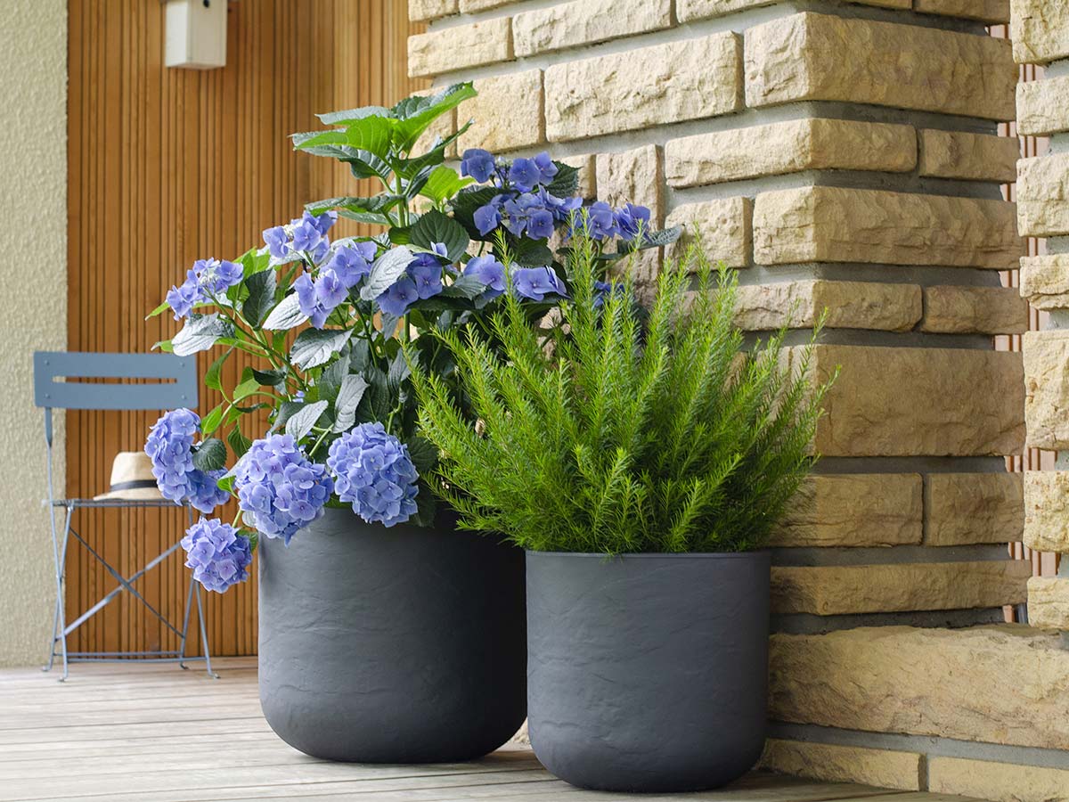 Pot de fleurs rond en plastique Volcania UP anthracite - Ø 50 cm - Eda - 2