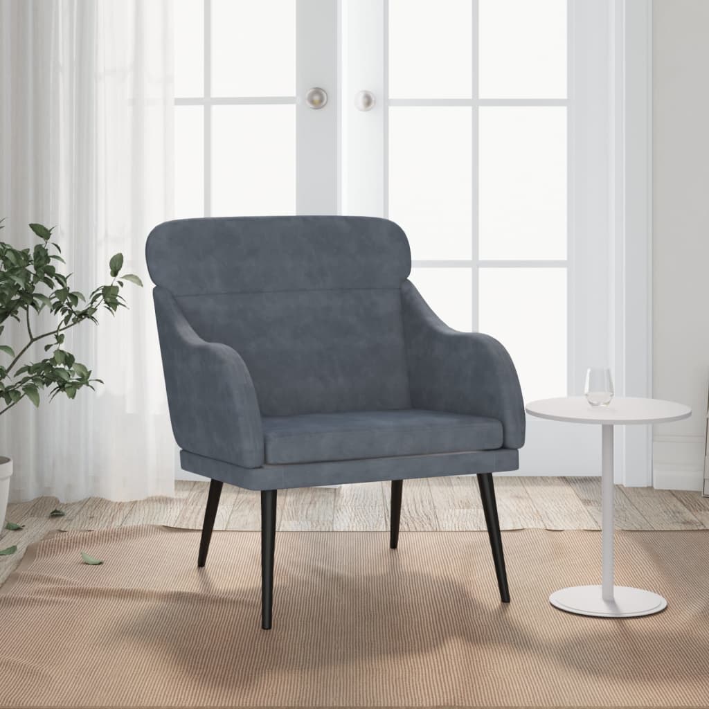 Fotel, ciemnoszary, 63x76x80 cm, obity aksamitem vidaXL