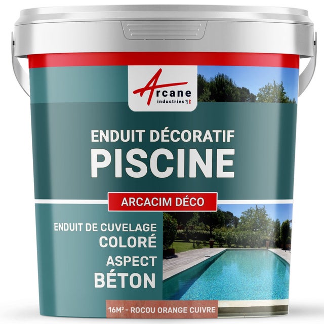 ENDUIT DE CUVELAGE PISCINE FINITION BETON CIRE - ARCACIM DECO - 16 m² Rocou Orange Cuivre - ARCANE INDUSTRIES