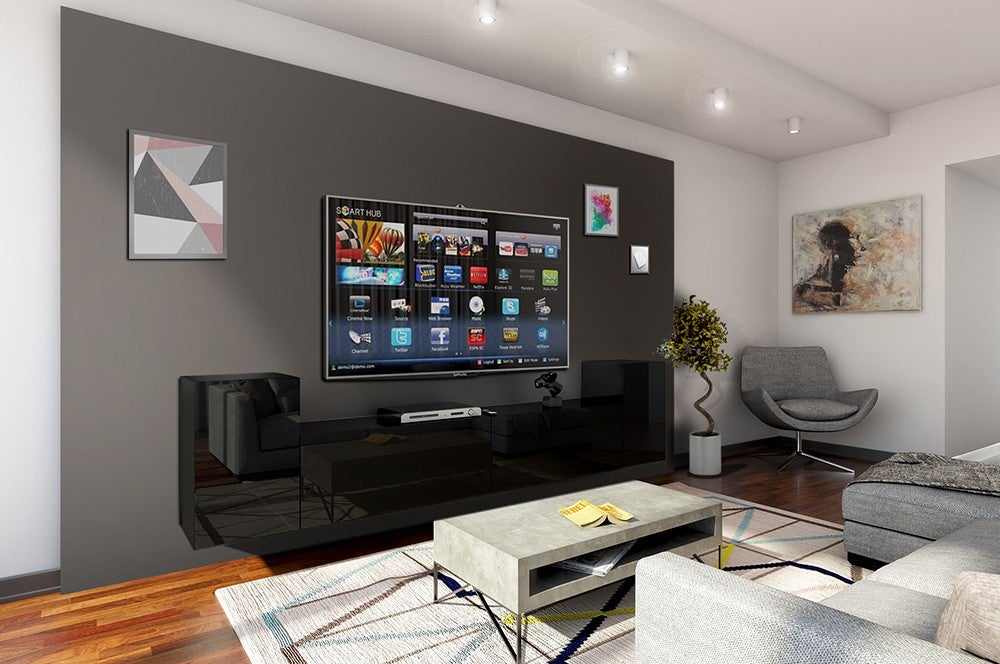 Ensemble meuble TV CONCEPT 33-33-HG-B-1-1B noir brillant 256 cm | Leroy ...