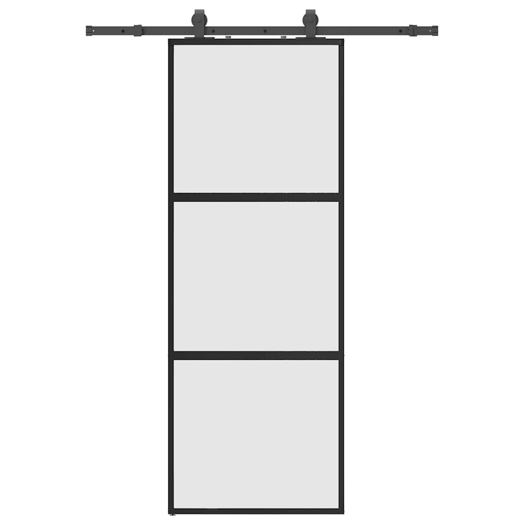 Puerta corredera con herrajes negro 76x205 cm vidrio templado vidaXL - 2