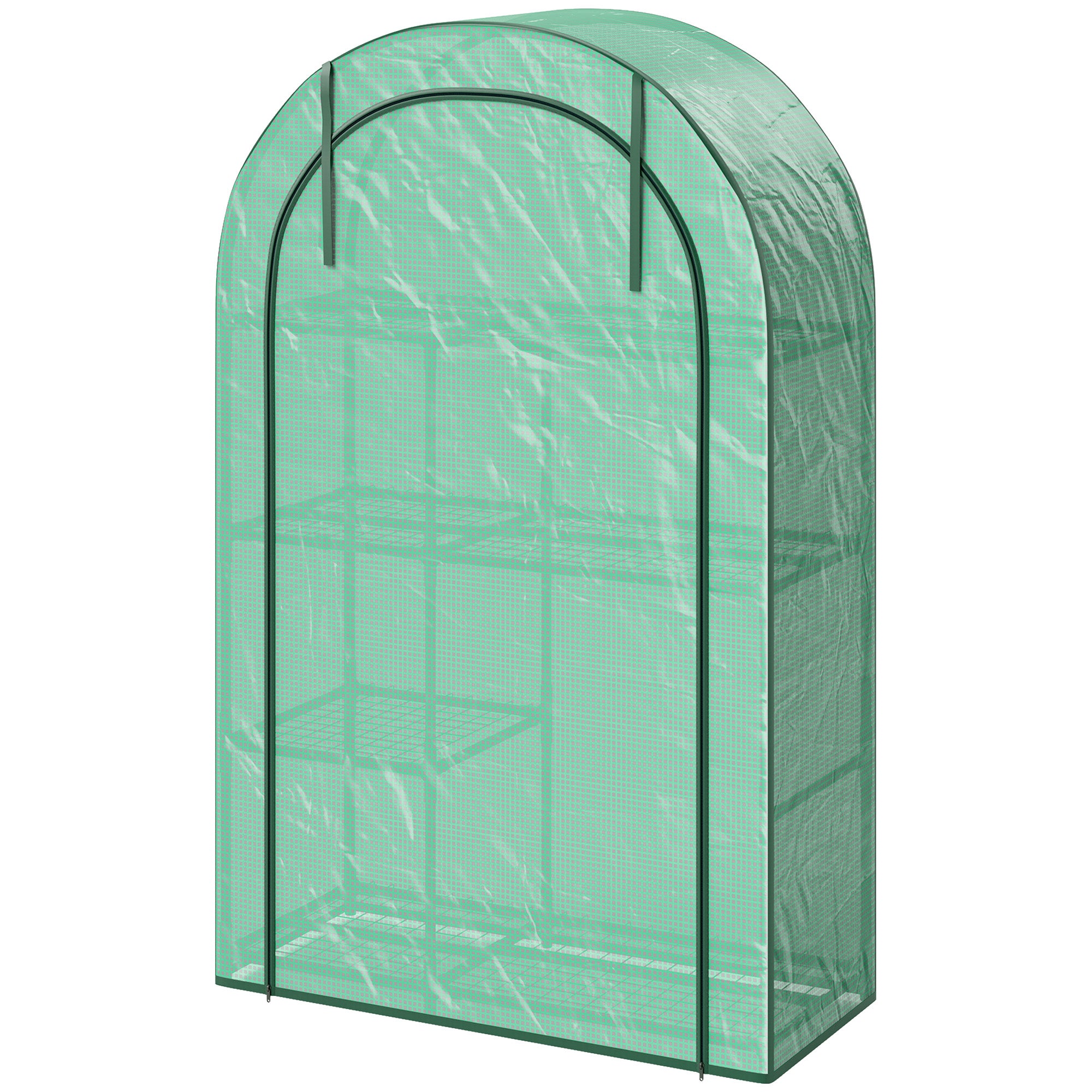 Mini serre à 4 niveaux avec bâche en plastique, portable, porte enroulable, 100 x 45 x 160 cm, verte - 2
