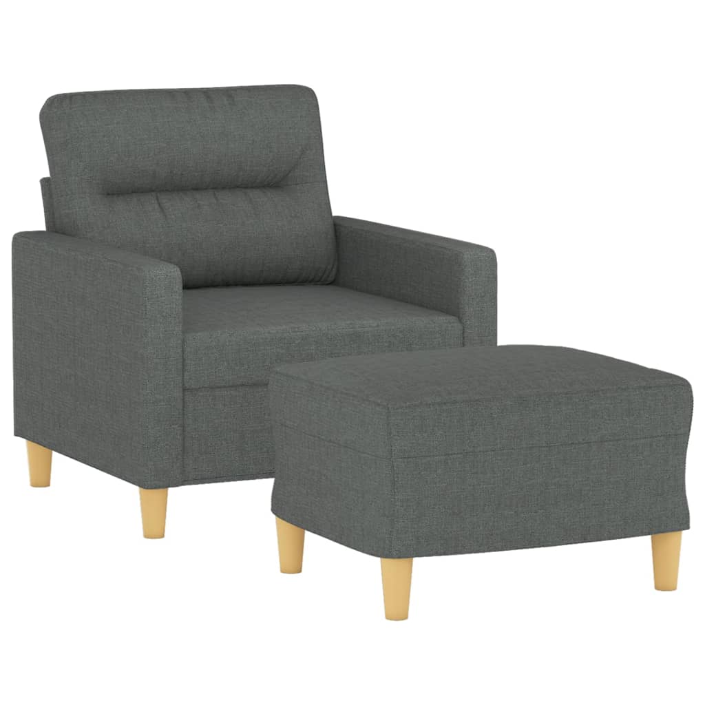 Fauteuil avec repose-pied Gris foncé 60 cm Tissu - 3