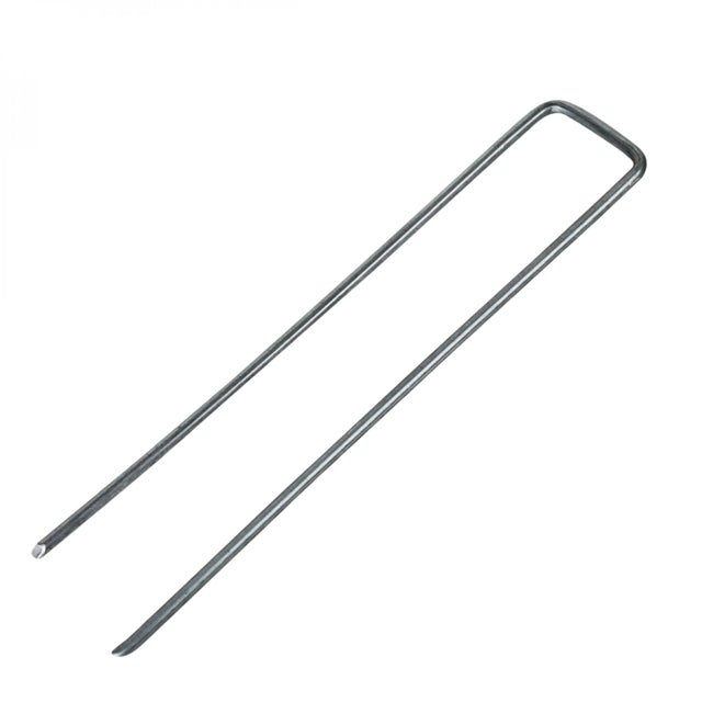 Lot De 100 Piquets De Fixation - 15 Cm X 2.5 Cm - Diam 2.8 Mm - Acier Galvanisé - Gris - Linxor