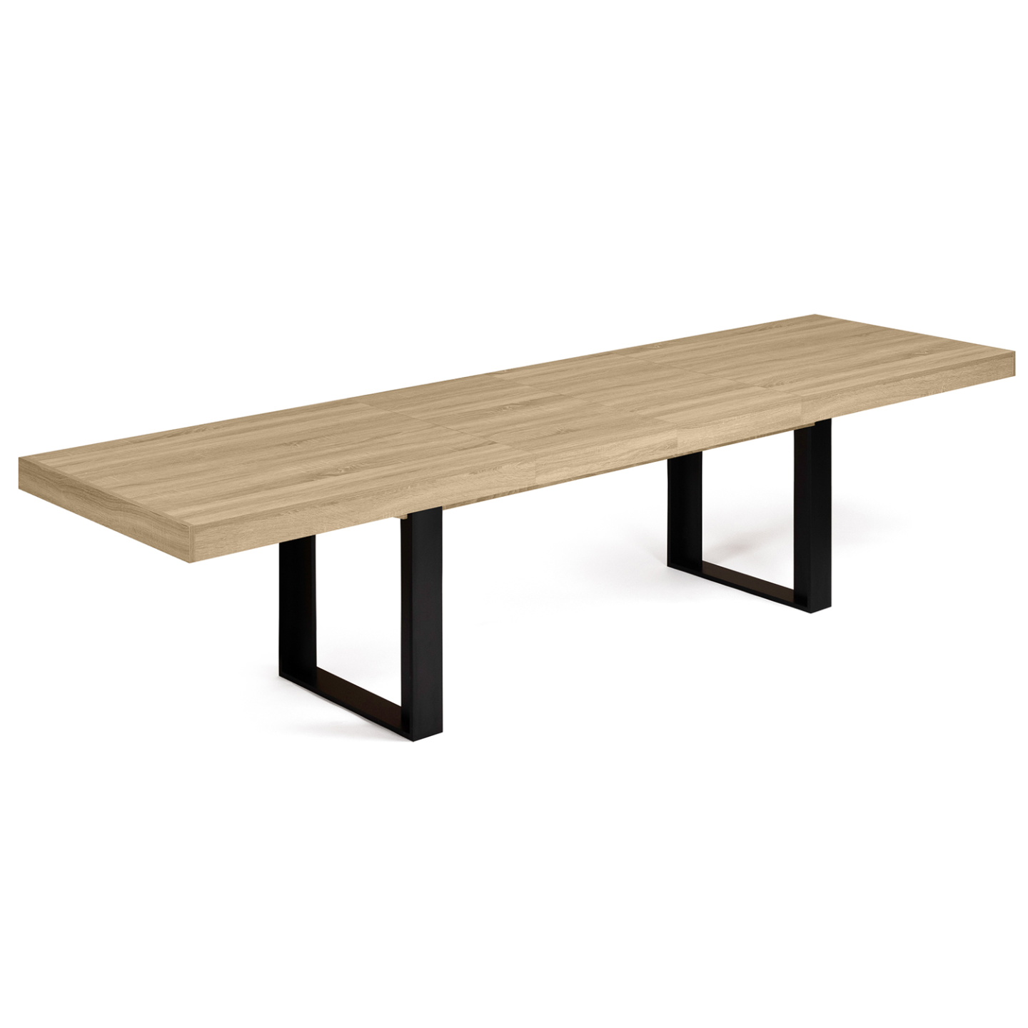 Table à manger extensible rectangle PHOENIX 6-12 personnes bois et noir 200-300 cm - 2