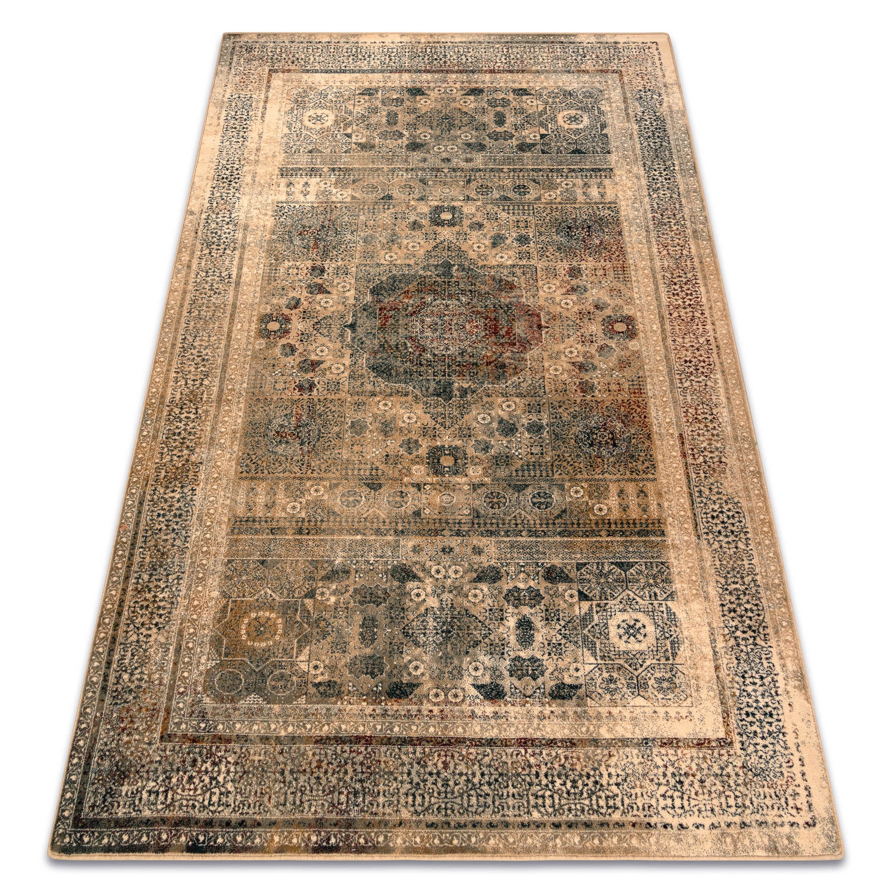 Dywan wełniany OMEGA MAMLUK Rozeta vintage krem 135x200 cm