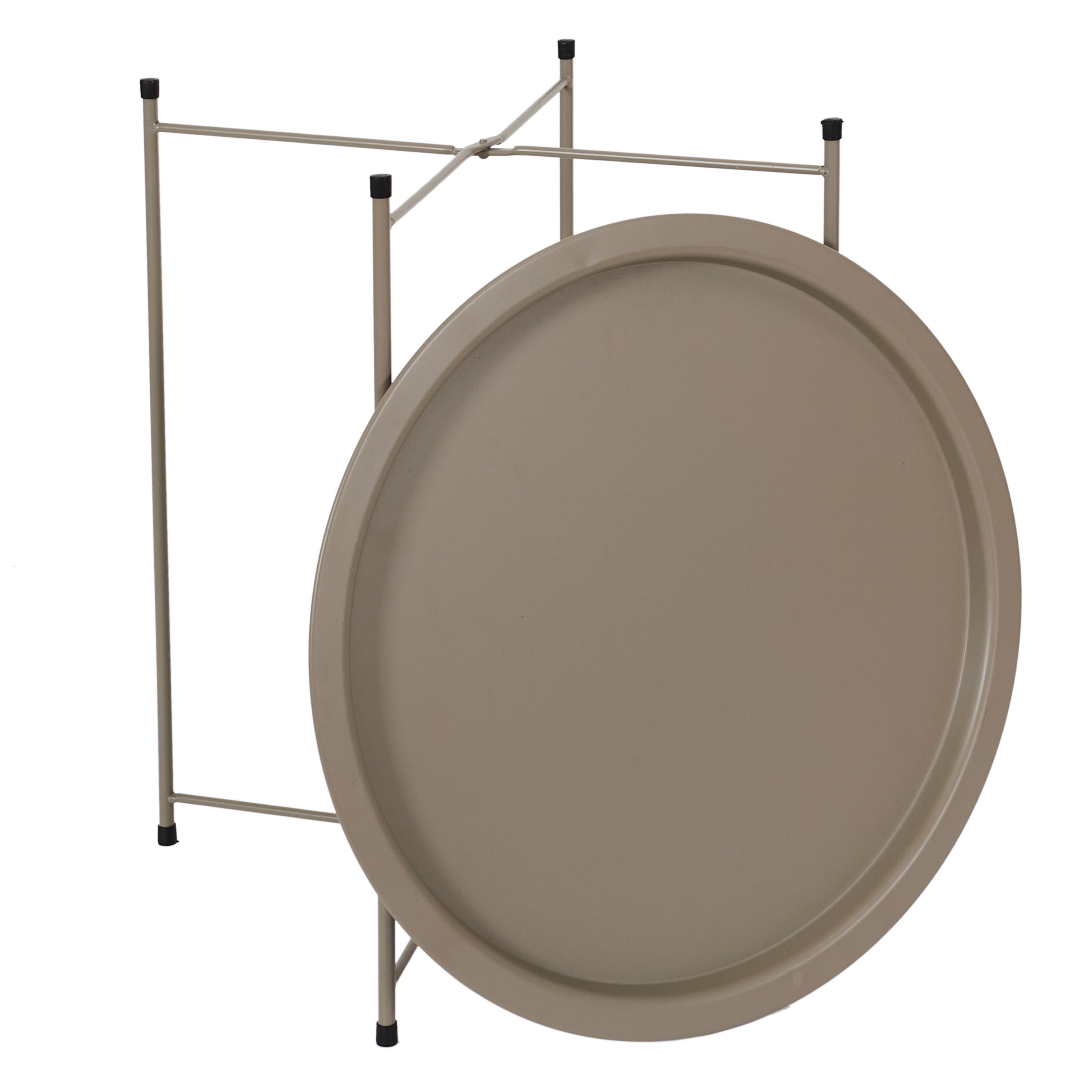 Table basse de jardin rond en Métal Beige - 3