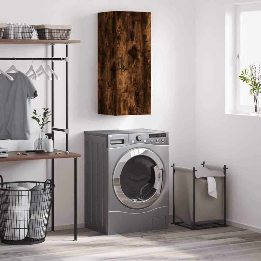 Mobile a Parete | Armadietto a Muro | Pensili Rovere Fumo 34,5x34x90 cm CFW76694 - 2