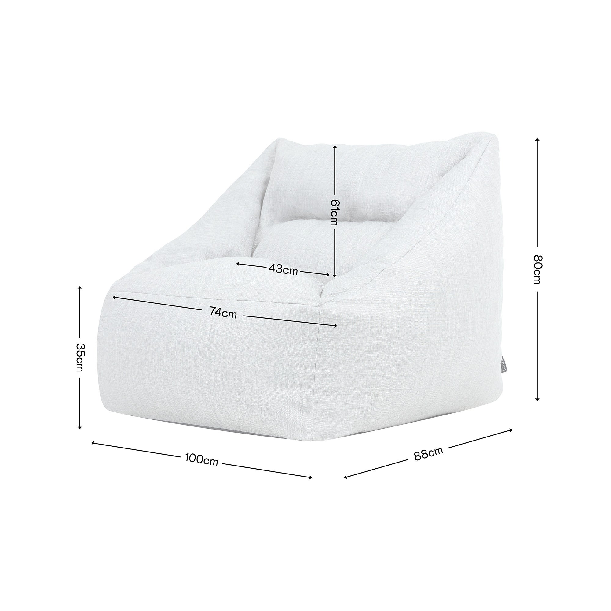 Pouf poltrona Icon per interni ed esterni in tessuto intrecciato Oeko-Tex® beige, 97x73x84 cm, Made in Germany - 7