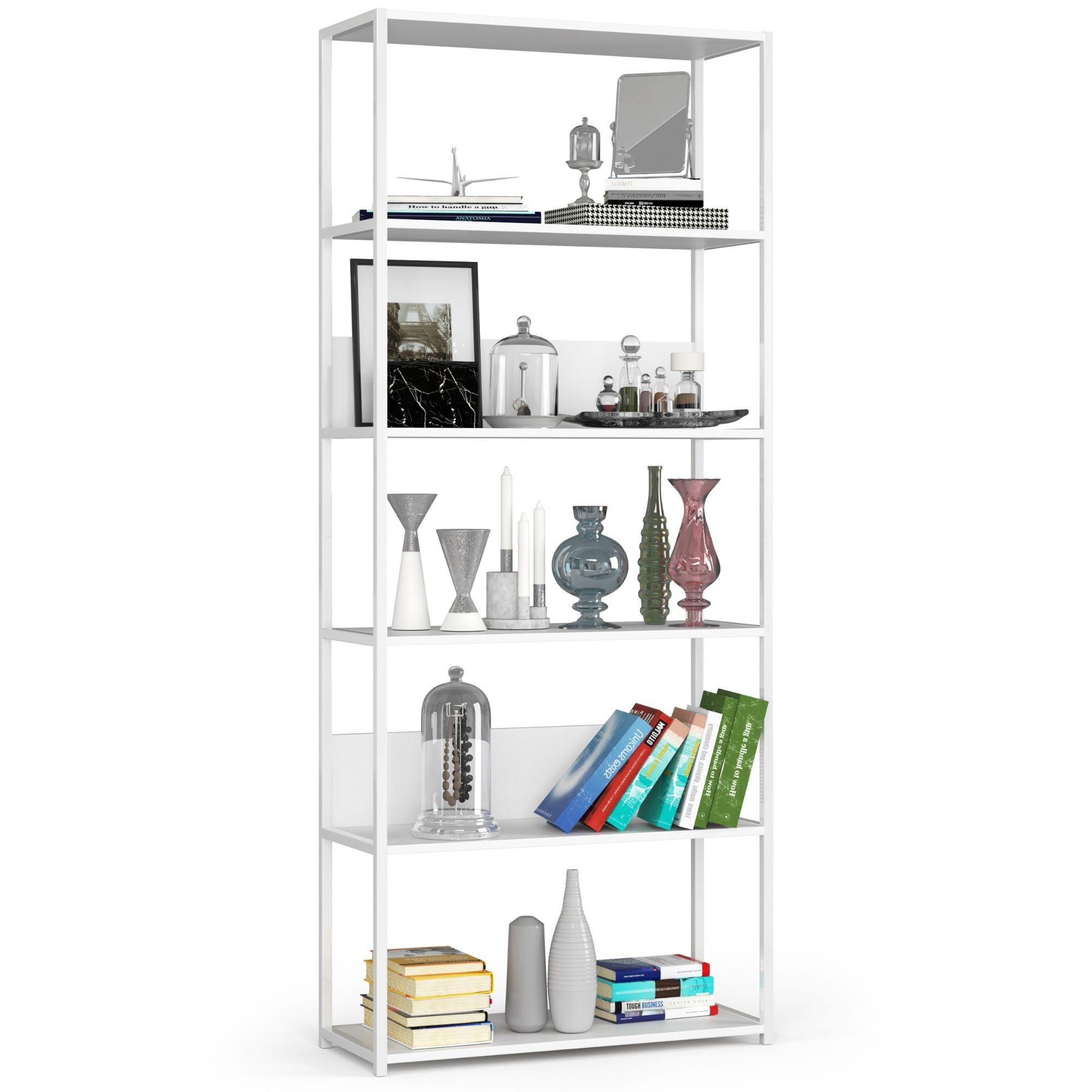 Regał loft AKORD metalowy Biały 80 cm kolor Biały mat 6 półek 80x32x192 cm