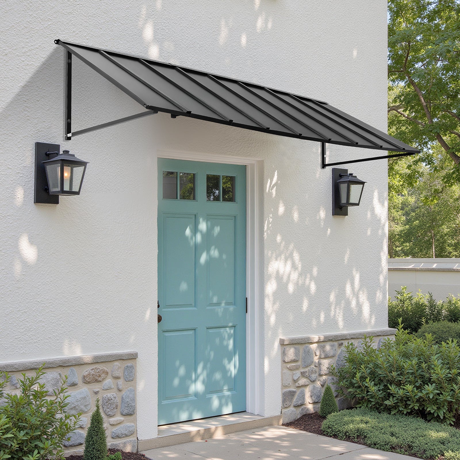 Toldos de Porta 264x91 cm,VEVOR marquise externa em metal,estrutura de aço,abrigo contra chuva,neve,sol,toldo para portas,janelas,varandas - 8