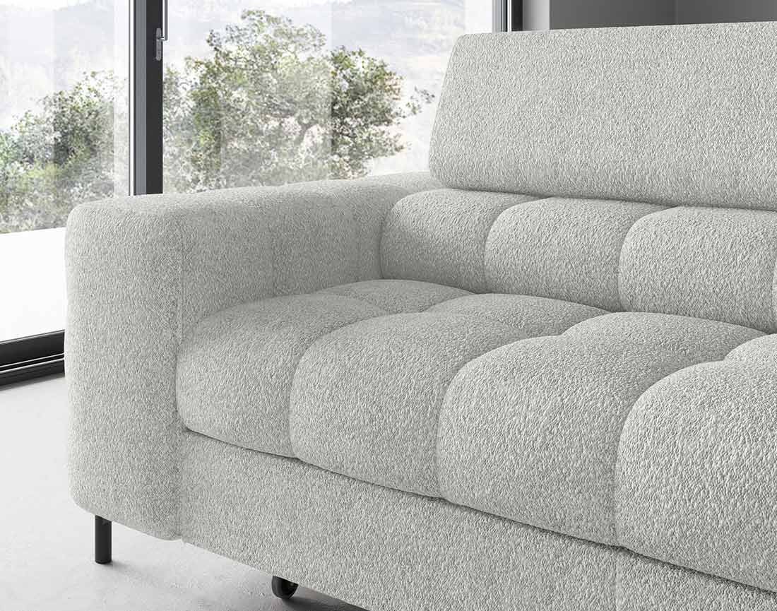 Canapé d'angle droit convertible 5 places en tissu bouclette gris clair - ELISA - Best Mobilier - 5