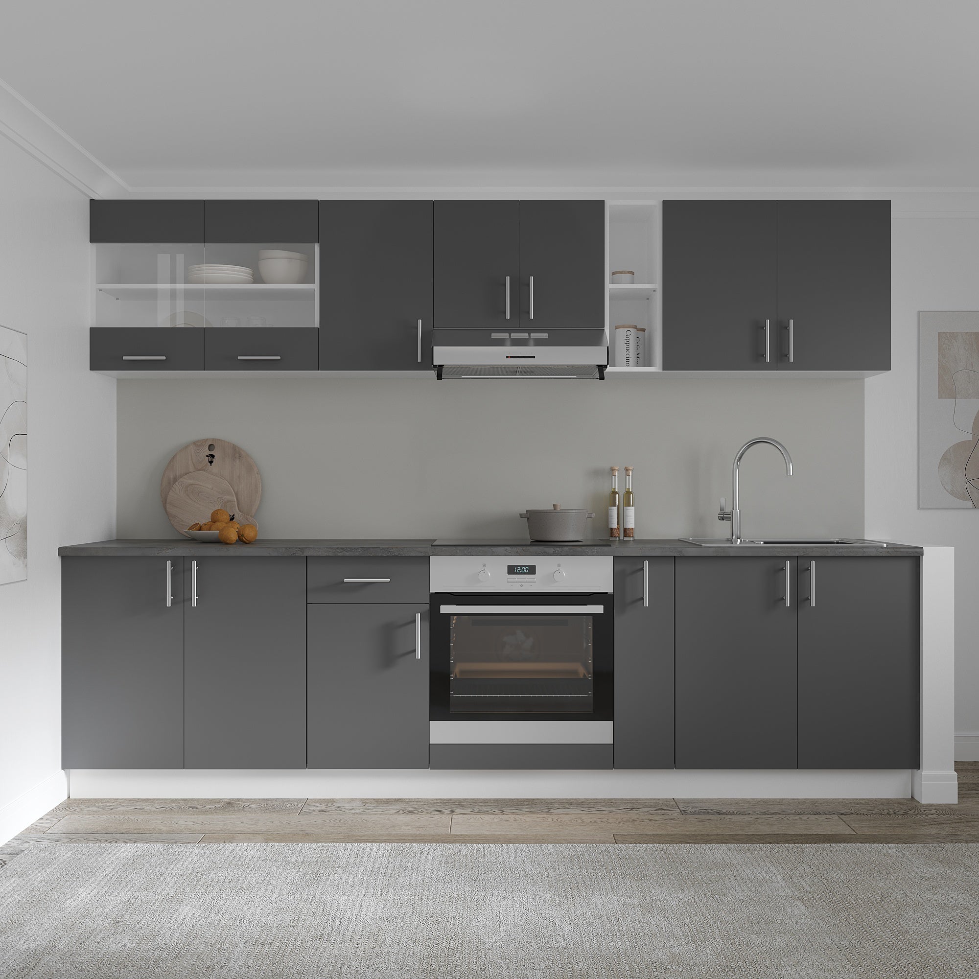 Meuble haut haaus Karo, 1 porte, Anthracite/Blanc, 40 x 30 x 60 cm - 6