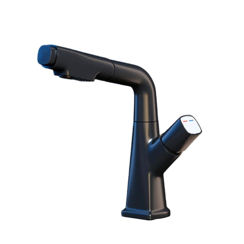 Bateria zlewozmywakowa kuchenna, wyciągana wylewka, dwa rodzaje strumienia, czarna