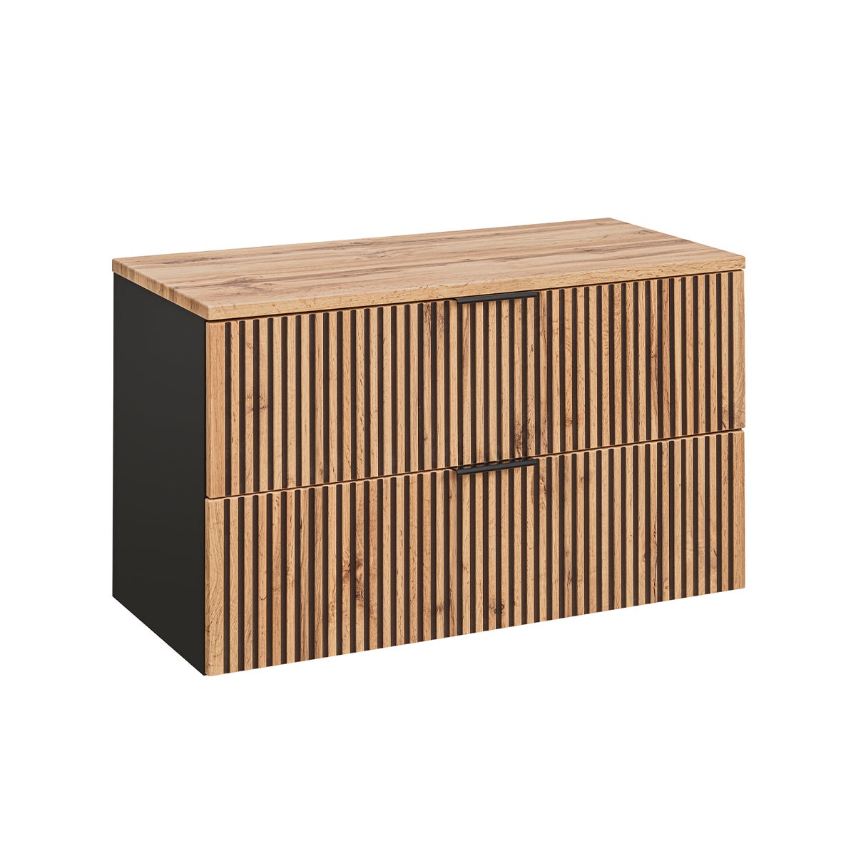 Mueble bajo lavabo 100cm encimera gaia madera y negro