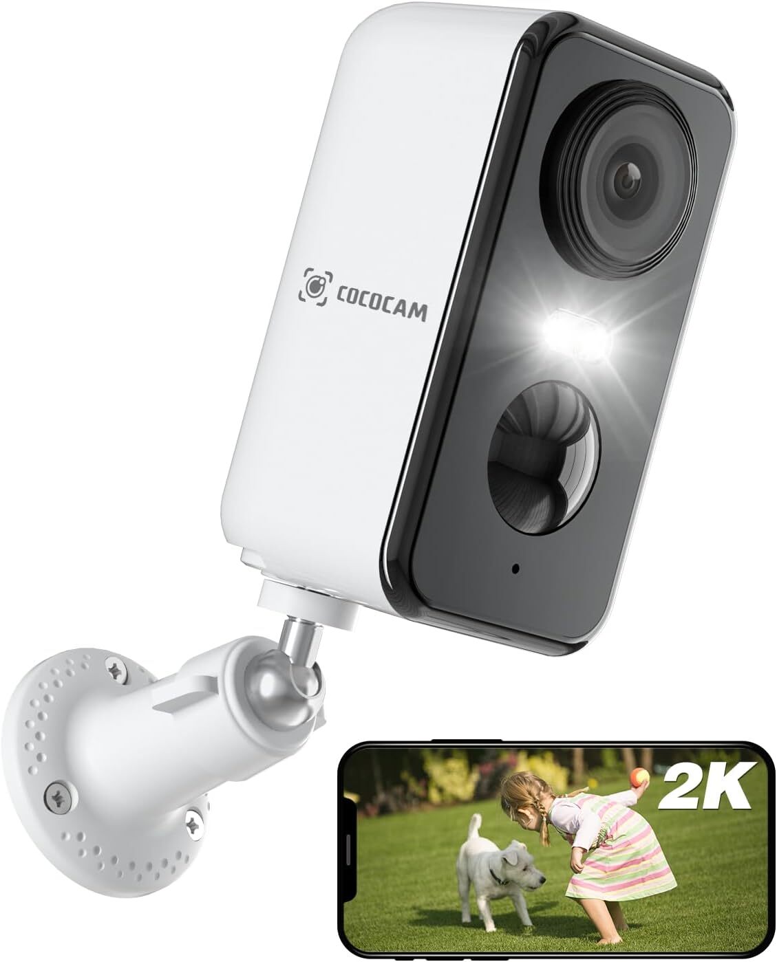 4K Telecamera Wi-Fi Esterno/Interno,360 ° PTZ Videocamera Sorveglianza Esterno W