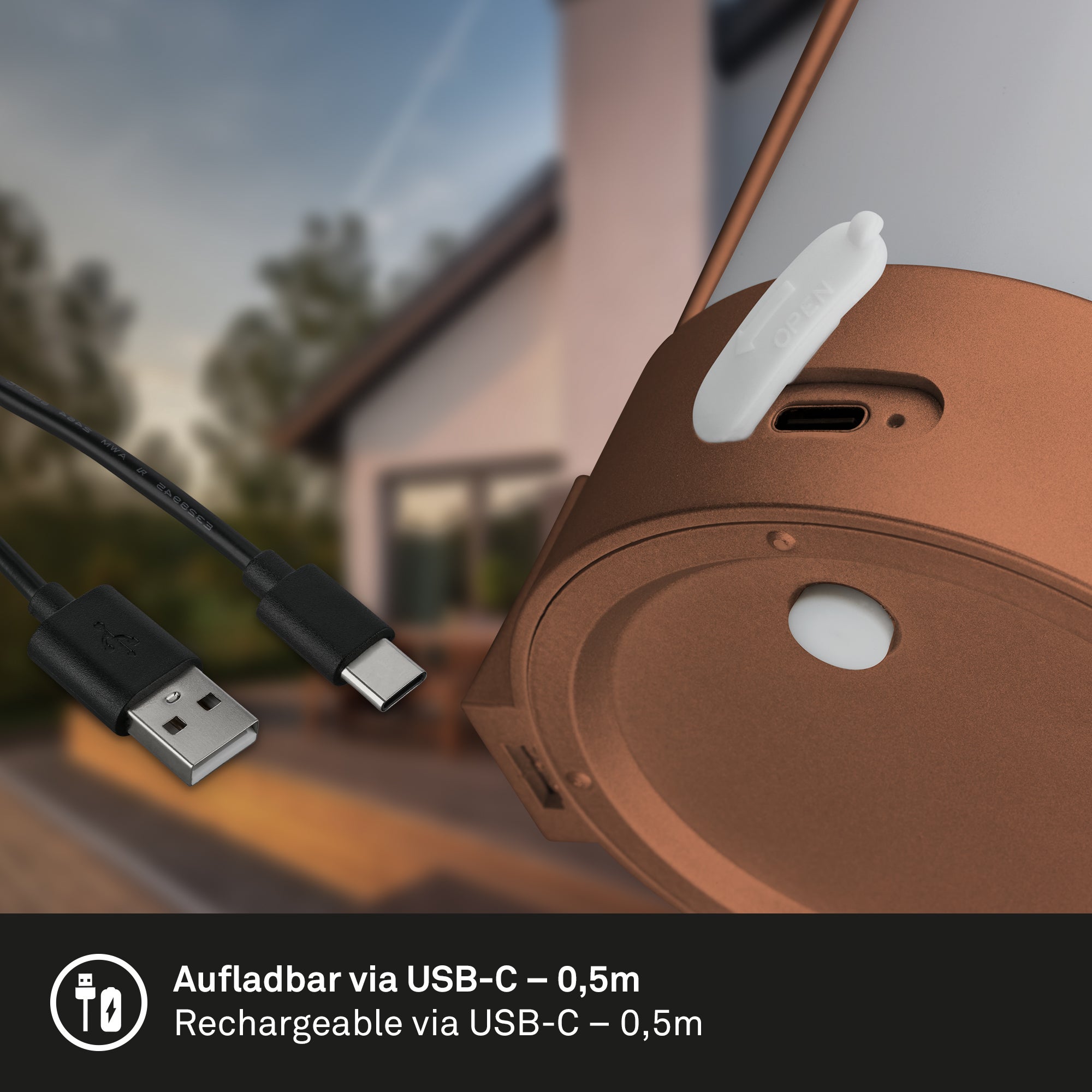 Lampe LED rechargeable avec variateur tactile - niveaux, USB-C, LED 1W 70lm, lumière chaude 3.000K, IP44, 90x80x155mm, portable - Briloner - 4