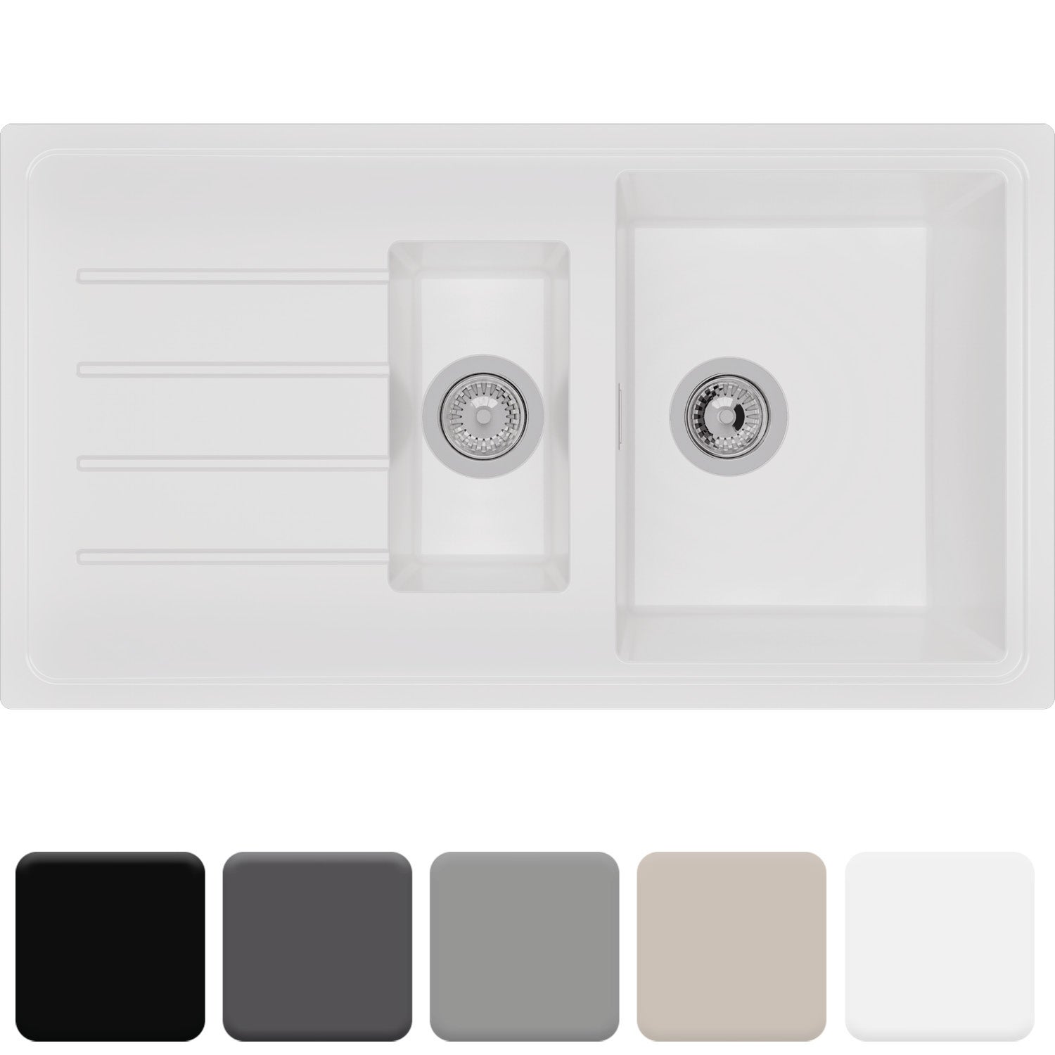 Zlewozmywak 90x50cm, do szafki od 60cm + Syfon - Ametyst Biały STONESTYLE