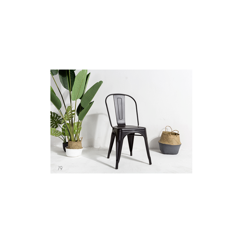 Lot de 4 chaises en métal noir mat - Style industriel - 8