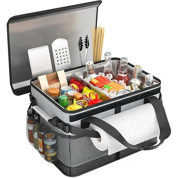 Boîte de rangement portable pour outils de camping, pique-nique, boîte de rangement en métal avec poignée, boîte de rangement pour articles divers, blanc-1