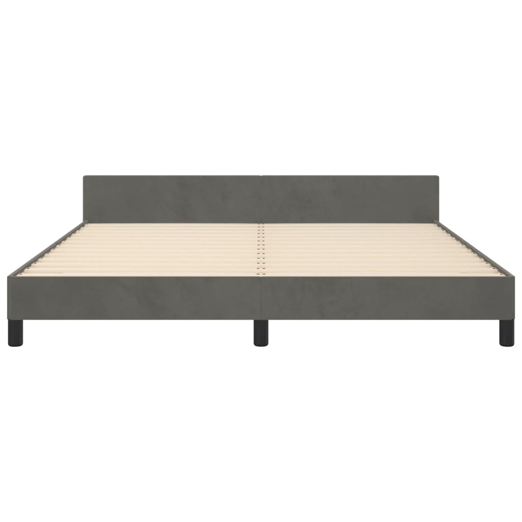 Cadre de lit sans matelas gris foncé 160 x 200 cm en velours - 6