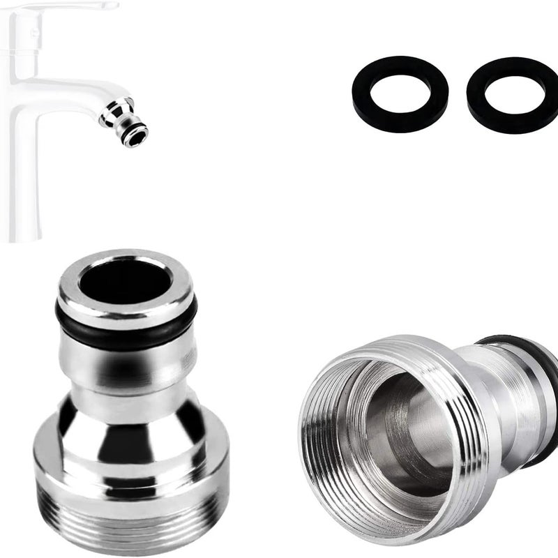 Adapter do kranu z gwintem zewnętrznym M24, przyłącze do węża kuchennego, 2 sztuki, srebrny