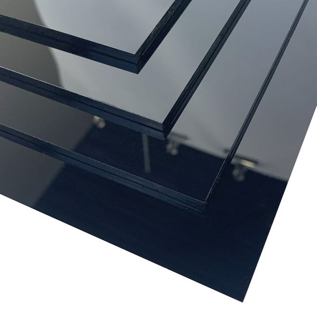 Lot De 4 Plaques Acrylique Noire 300x300x3 Mm - Feuille Plastique PMMA Avec Film Protecteur - Idéal Pour DIY, Laser, Peinture Et Décoration
