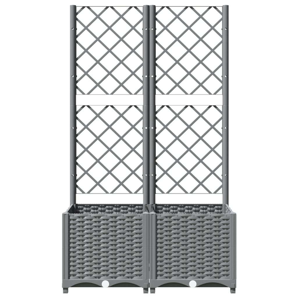 Maison Exclusive - Vaso/floreira jardim c/ treliça 80x40x136 cm PP cinza-claro - 4