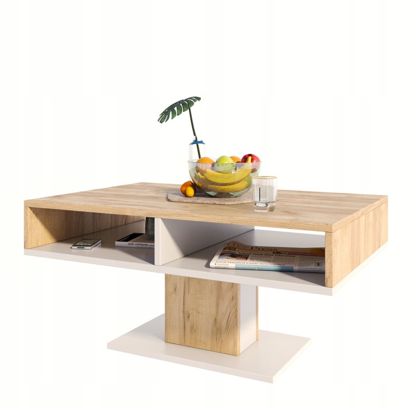 Ława INES dąb artisan-biały stolik kawowy skandynawski PER