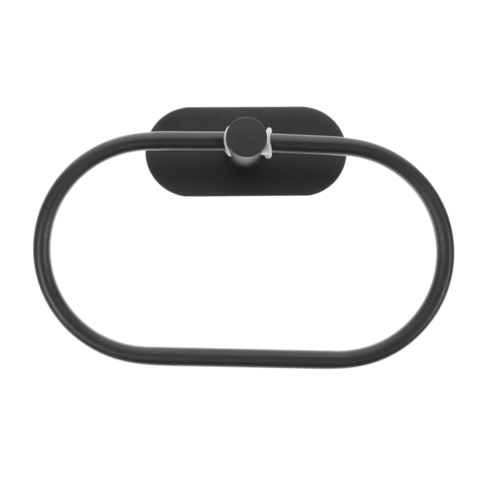 Owalny uchwyt na ręczniki, ścienny element łazienkowy, bez wiercenia, stal nierdzewna, czarny