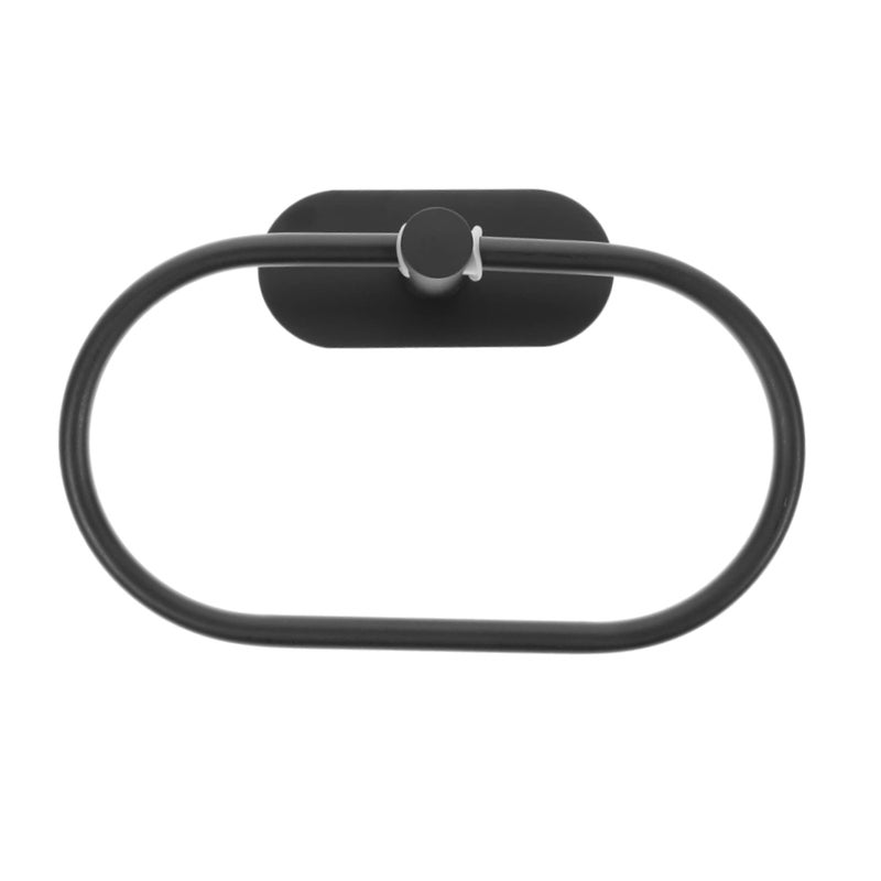 Owalny uchwyt na ręczniki, ścienny element łazienkowy, bez wiercenia, stal nierdzewna, czarny