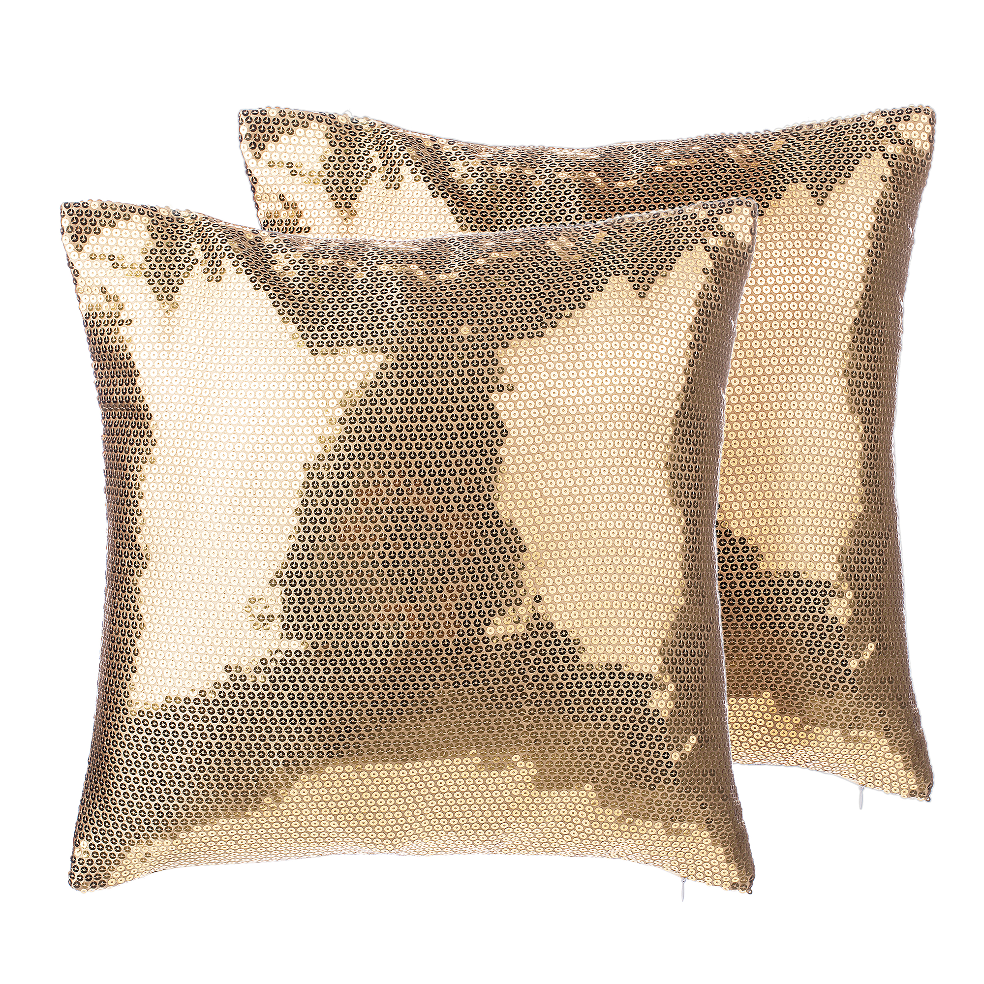 Beliani conjunto de 2 cojines aster 45 x 45 cm liso dorado