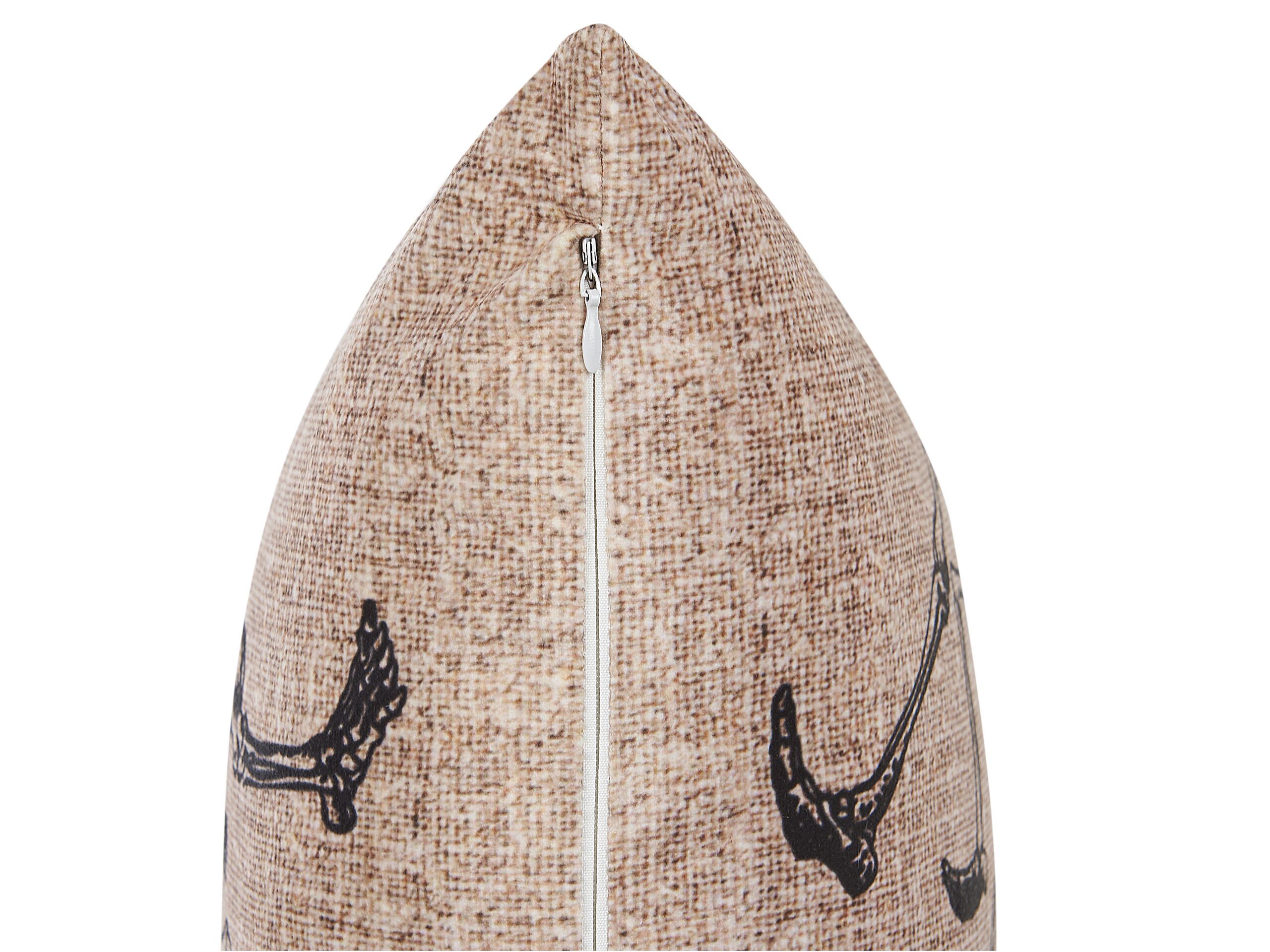 Cuscino decorativo MORTESTI Velluto 45 x 45 cm Beige chiaro Trama astratta - 4