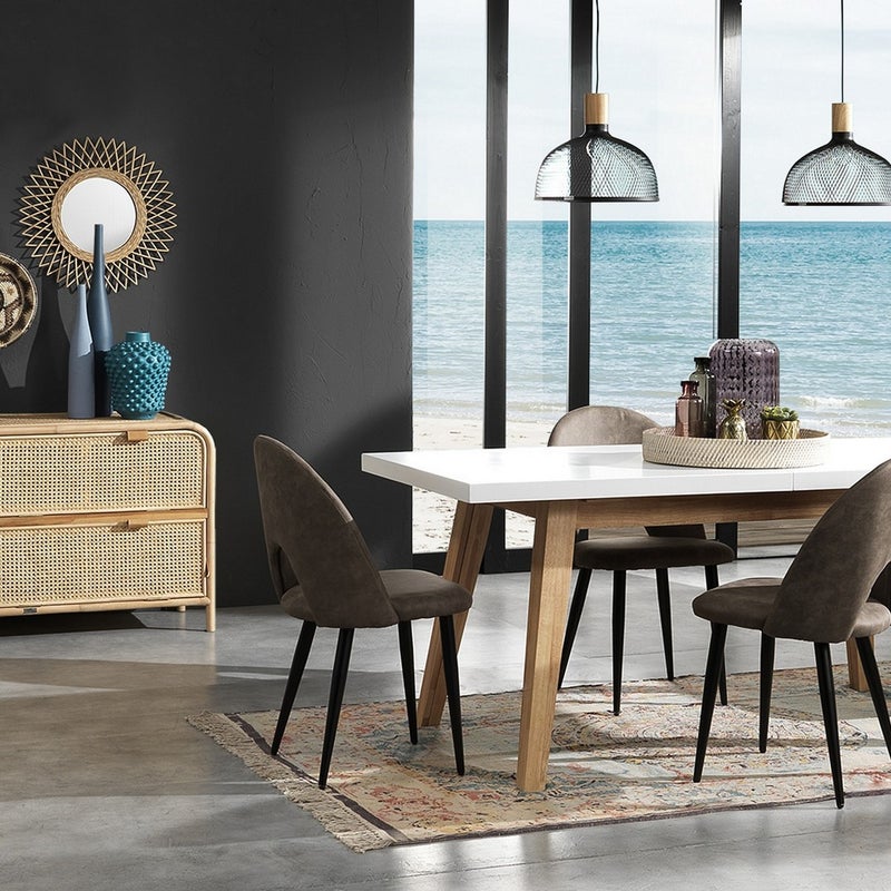 Stół JOKER – biała płyta MDF, dębowe nogi, rozkładany 180–360 cm