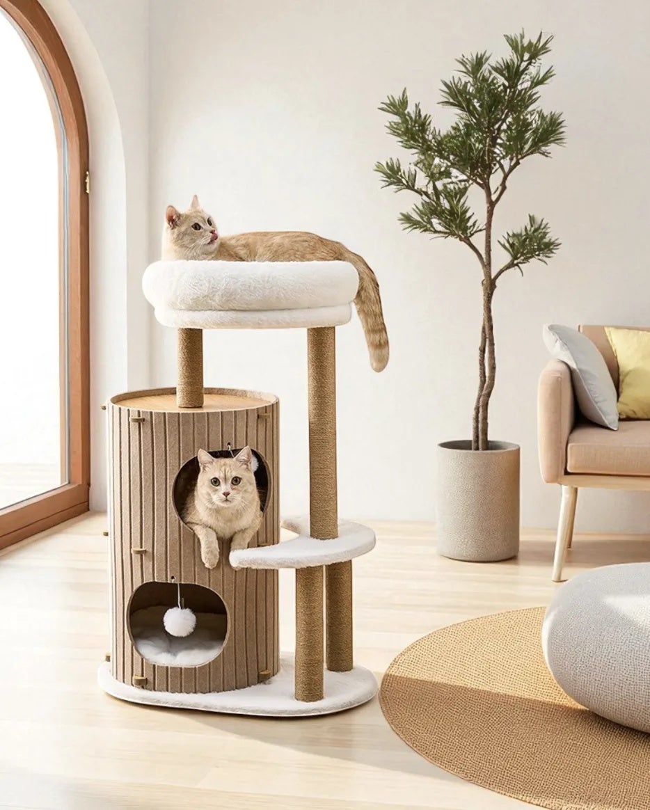 Arbre à chat HORIZONTE au design moderne avec refuge confortable ALTHEA LIVING 93x61x41cm Marron - 9