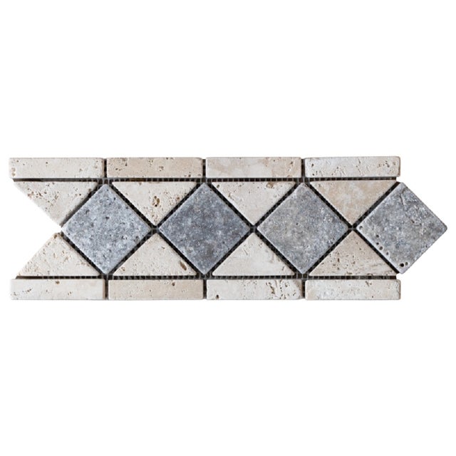 Frise murale en travertin Beige/Gris - 10 x 29 x 1 cm - Pack de 10 unités - C-NEGOCE