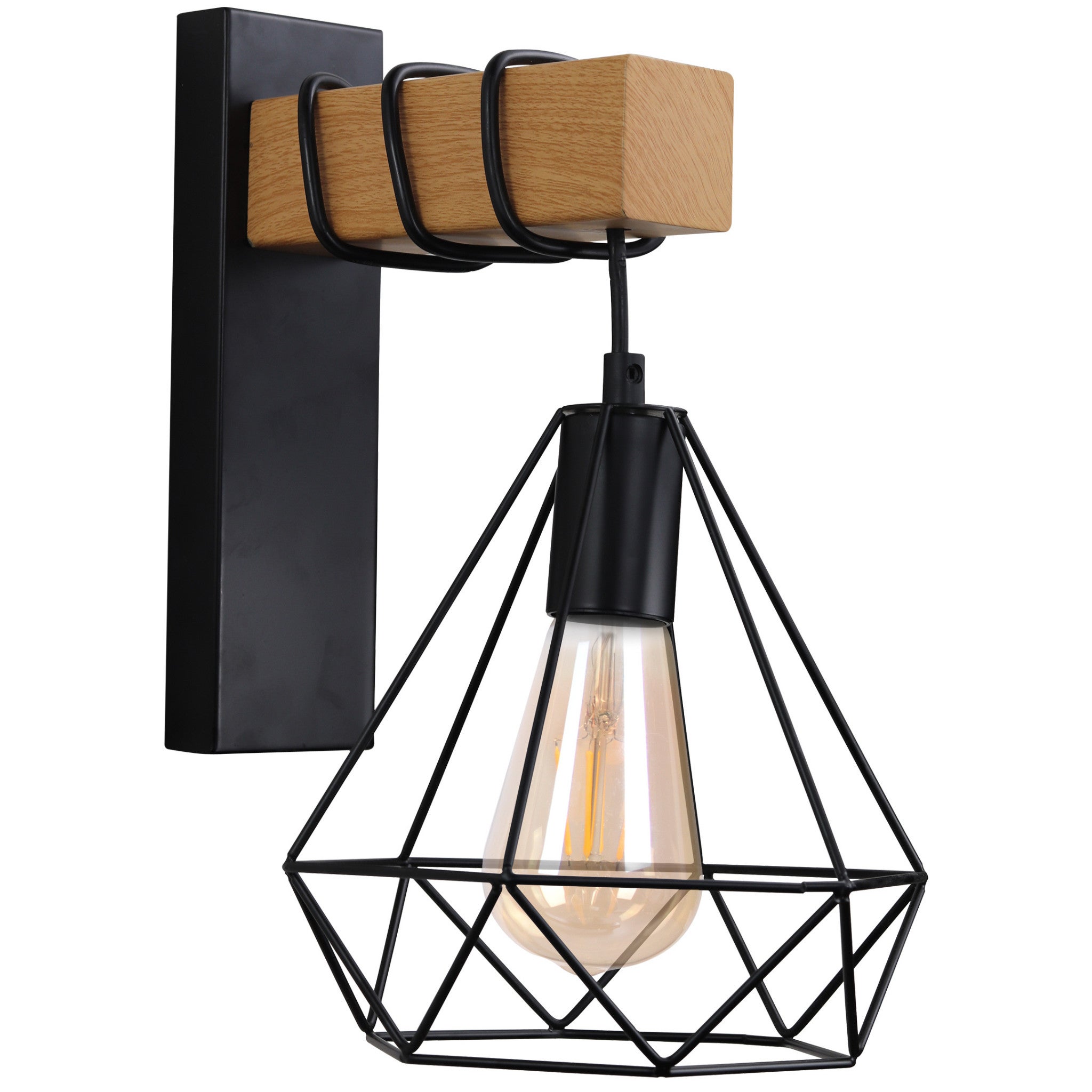 Kinkiet ścienny Vigo czarny-imitacja drewna 1xE27x20W wym: 38 x 20 x 26 cm metal IP20 Polux