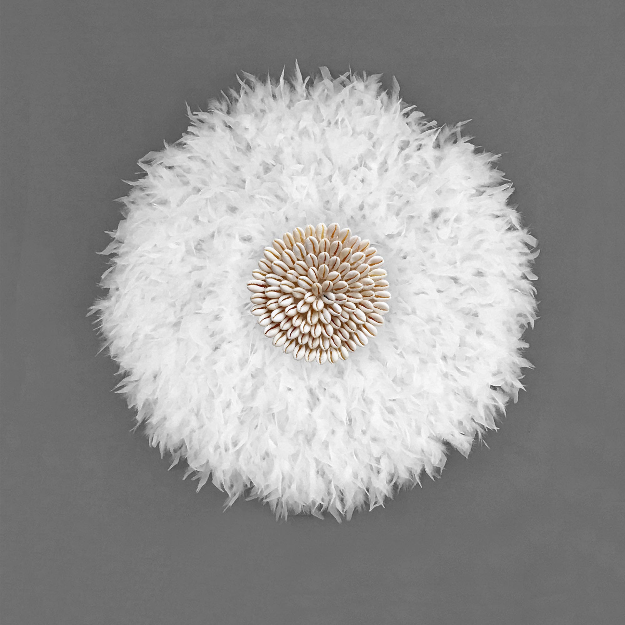 Décoration murale avec plumes et coquillages Juju Hat style - JUJU SHELLS beige 60 cm - 2
