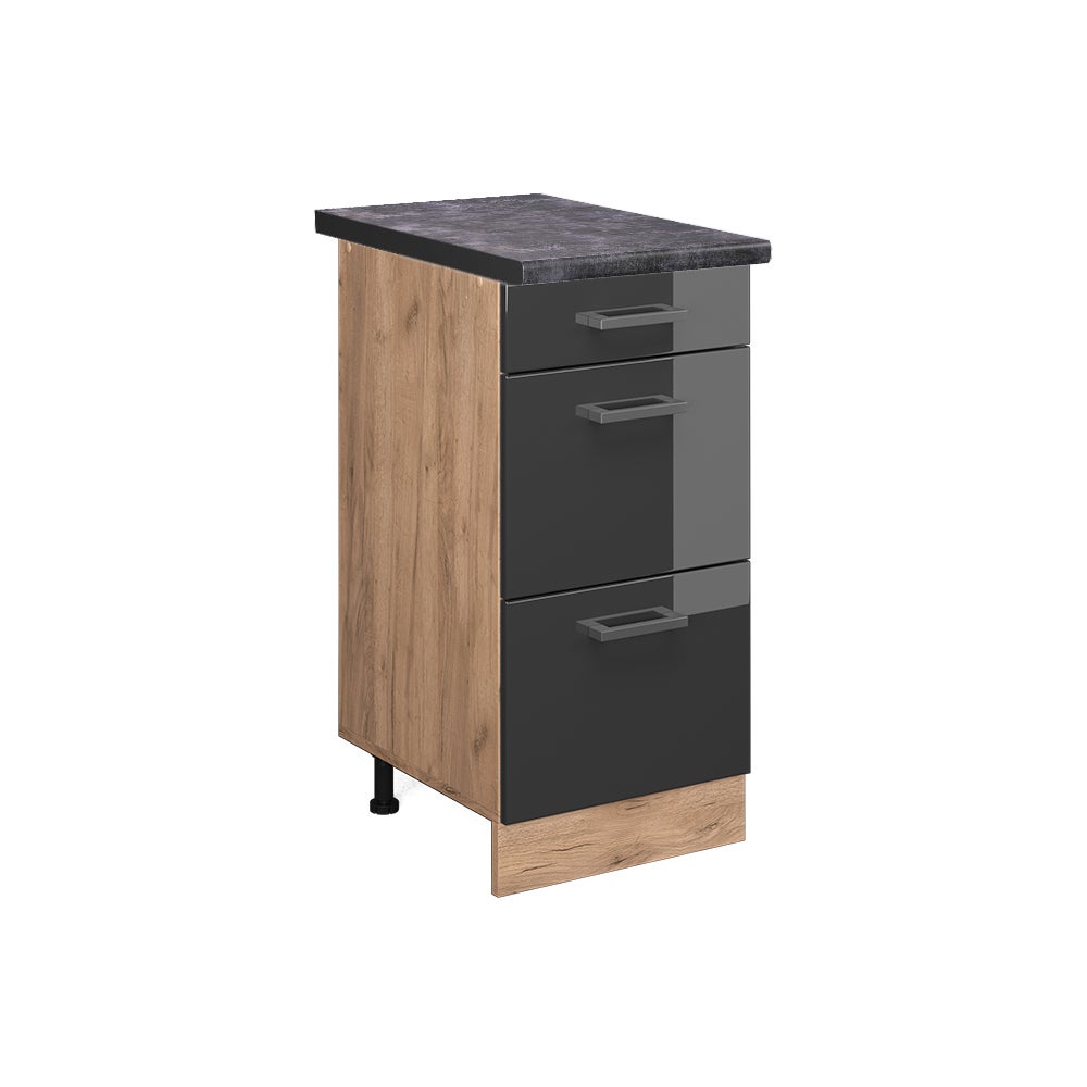Vicco Szafka dolna do kuchni R-Line, Antracyt wysoki połysk, 40 cm z szufladami, BP Antracyt