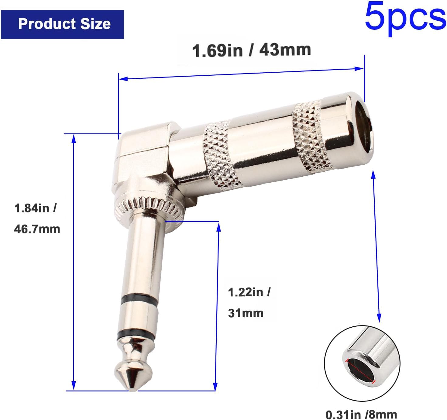 Spina Jack Angolata 6.35mm Spina Jack Stereo REAN NYS208 6,35mm TRS Angolo Retto | Connettore Nichel Per Cuffie Spinotto Per Cuffie 1/4" Stereo - Foto 9