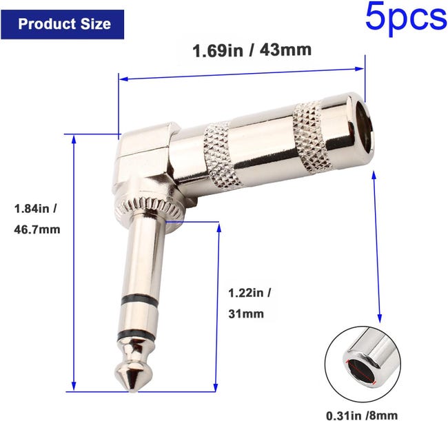 Spina Jack Angolata 6.35mm Spina Jack Stereo REAN NYS208 6,35mm TRS Angolo Retto | Connettore Nichel Per Cuffie Spinotto Per Cuffie 1/4" Stereo - Foto 9