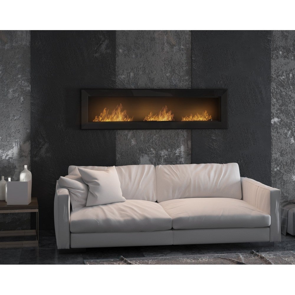 Lareira embutida a bioetanol Frame 1800 SimpleFire com vidro preto - 3