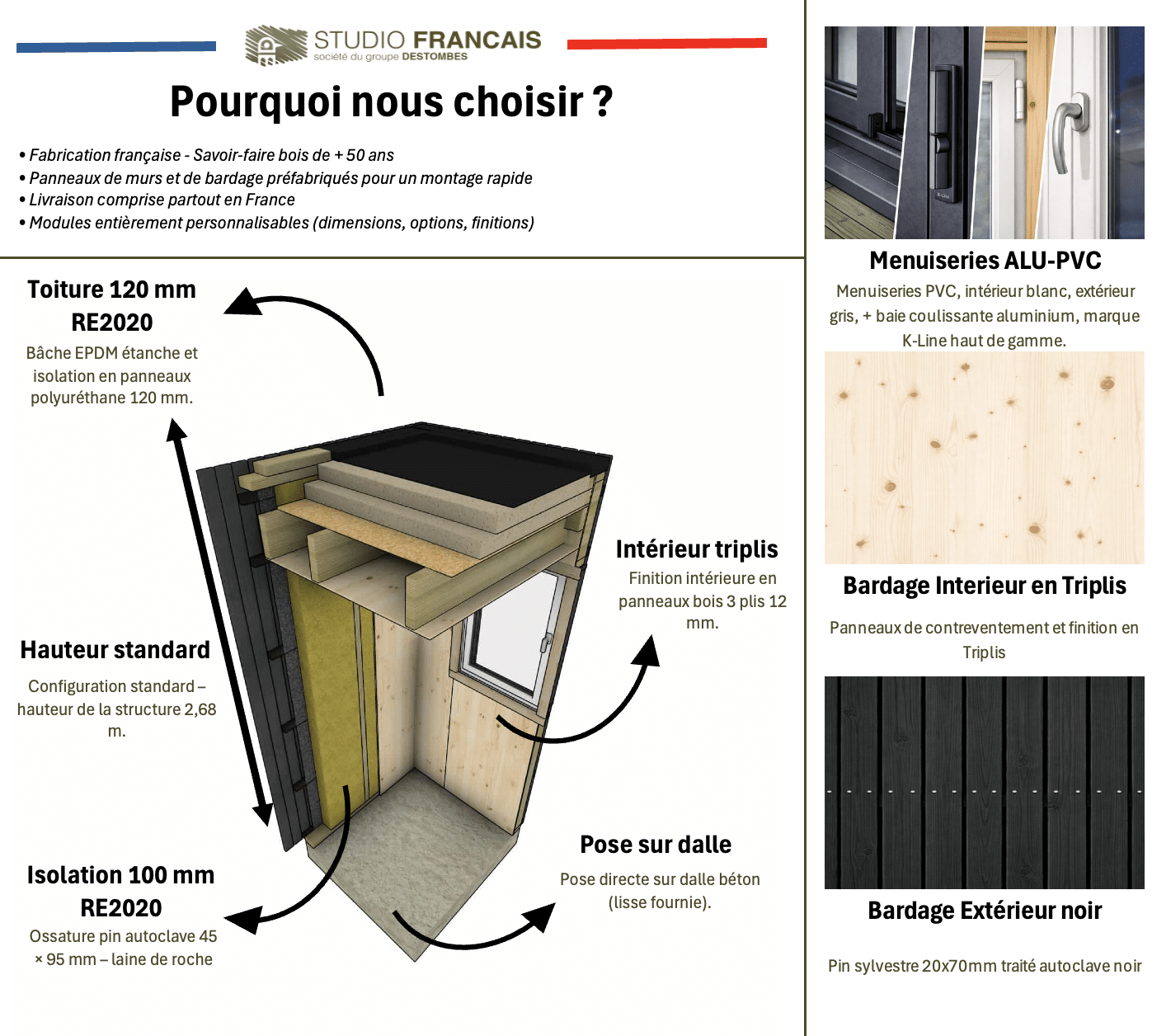 Studio de jardin 4 saisons en bois 8,8 x 5,7 x 2,7 m / isolation RE2020 - 3