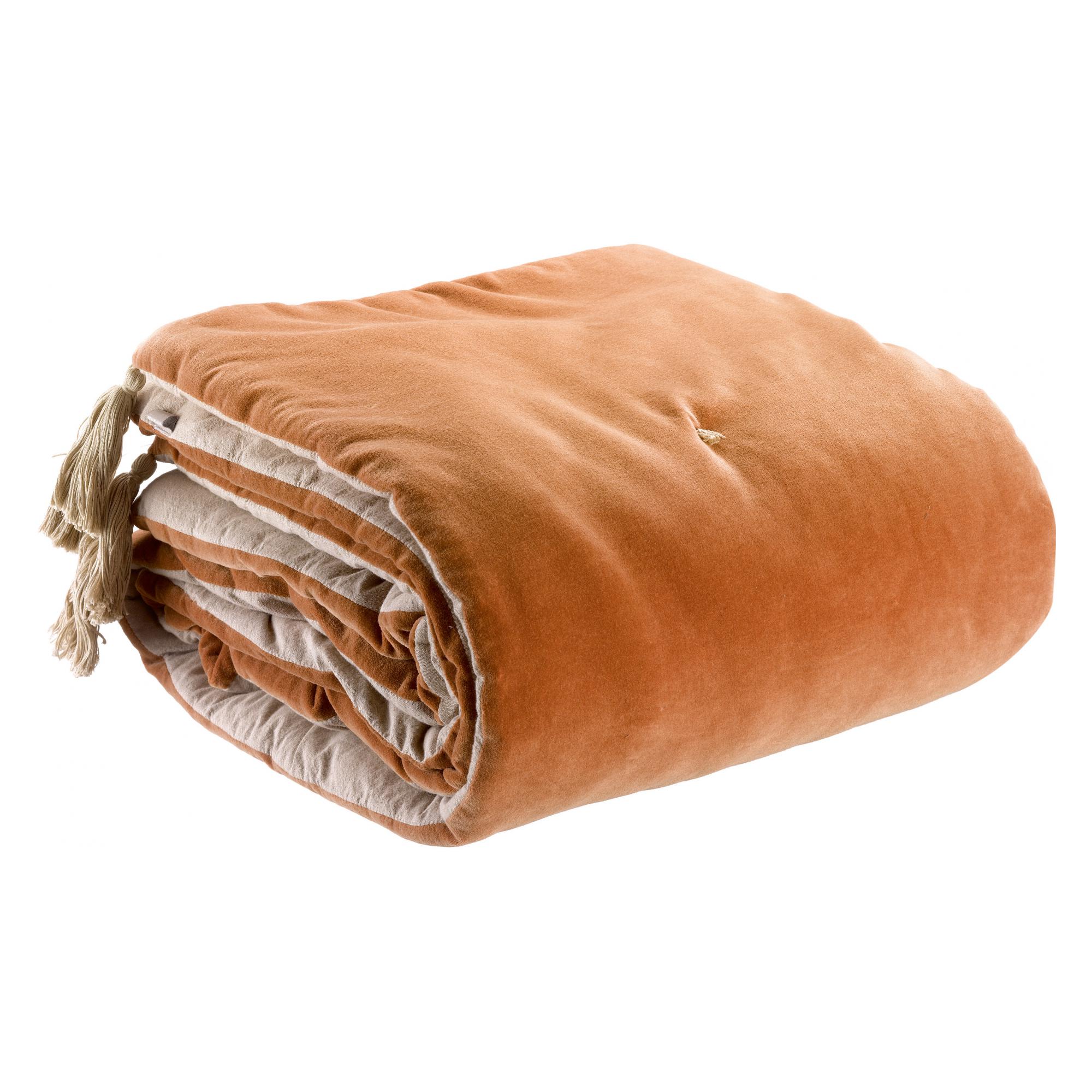 Edredón con pompones elise óxido 80 x 180 cm óxido 80 x 180 cm vivaraise