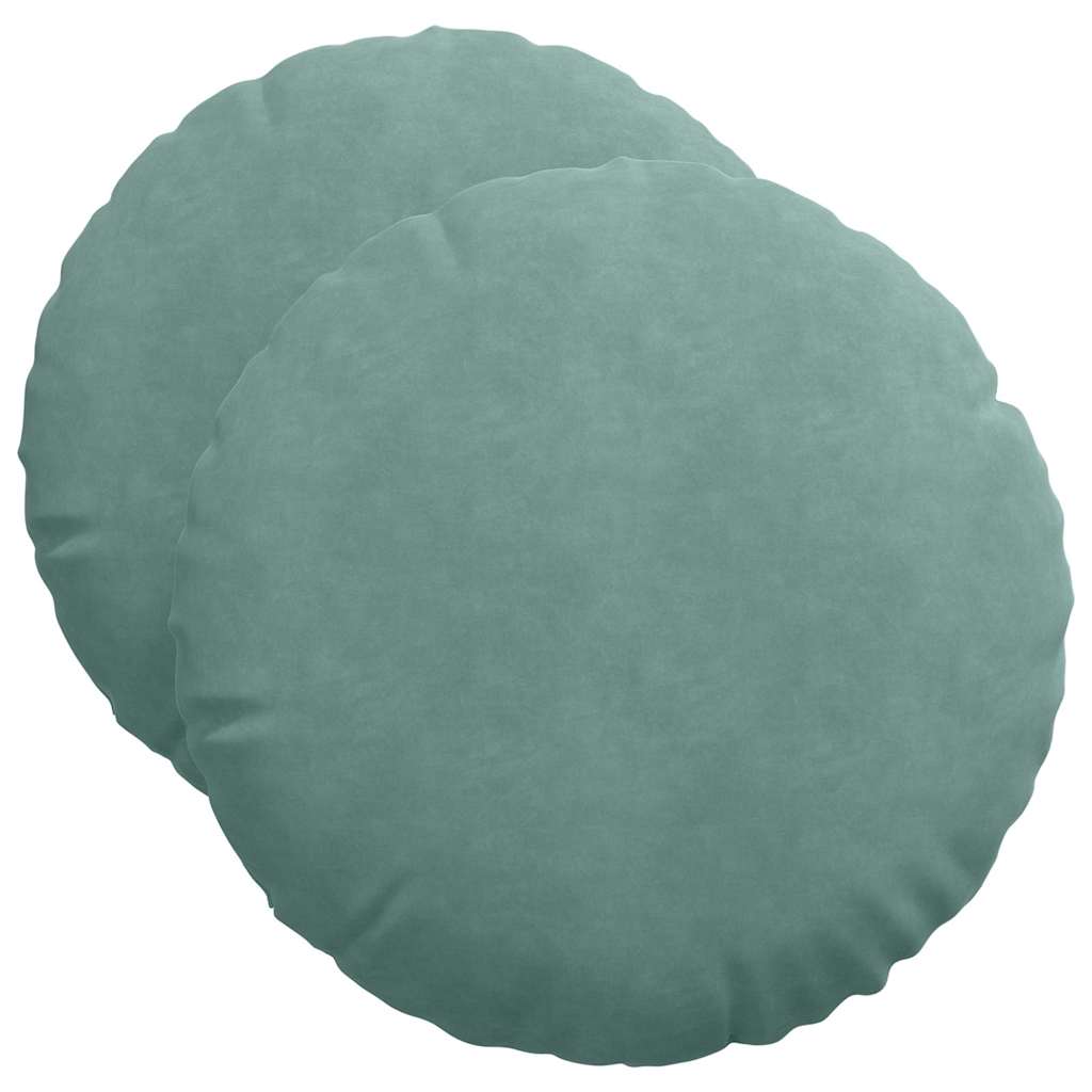 Cojines de asiento, 2 piezas, terciopelo, verde mar, Ø50 × 19 cm - 2