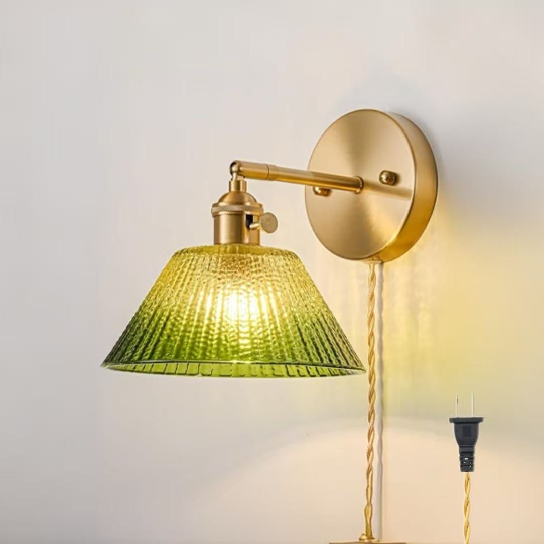 Fuleadture lámpara de noche decorativa led, lámpara de pared de cristal para pasillo, lámpara de mesa enchufable, no requiere cableado, e27