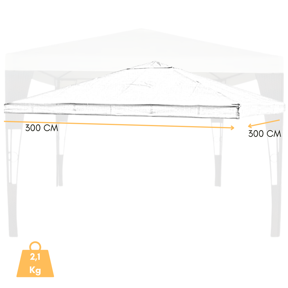 Telo Ricambio Gazebo 3x3m - Impermeabile E Anti-UV, Poliestere 300D Per Esterno - Foto 10