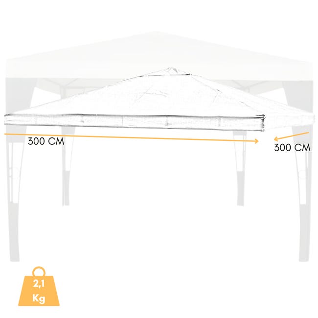 Telo Ricambio Gazebo 3x3m - Impermeabile E Anti-UV, Poliestere 300D Per Esterno - Foto 10
